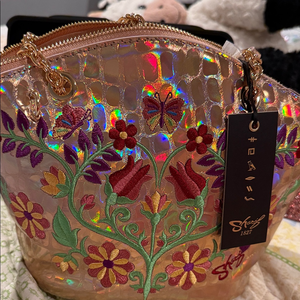 Sharif 1827 Legacy Floral Embossed Quilted Leather Crossbody. Nwt W/Dust Bag